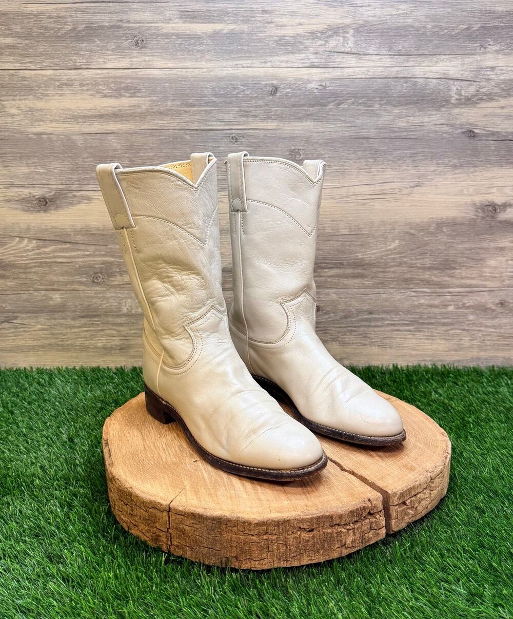 Justin Women - Size 6M - Vintage Ivory Roper Cowboy Boots L3713